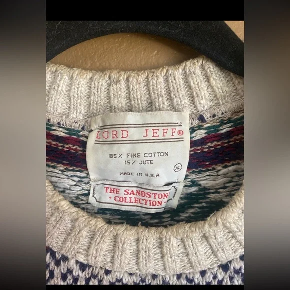 Men’s Vintage Lord Jeff Sweater Size XL | The Sandstone Collection | Cotton/Jute - Picture 2 of 8